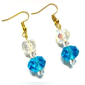 Handmade Turquoise & Crystal Glass Earrings Women Gift